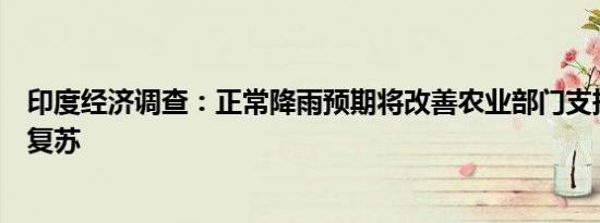 印度经济调查：正常降雨预期将改善农业部门支持农村需求复苏