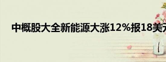中概股大全新能源大涨12%报18美元/股