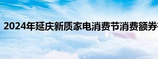 2024年延庆新质家电消费节消费额券有哪些