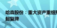 哈森股份：重大资产重组预案披露 股票明日起复牌