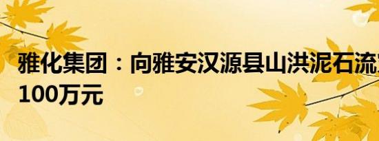 雅化集团：向雅安汉源县山洪泥石流灾区捐款100万元