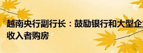 越南央行副行长：鼓励银行和大型企业帮助低收入者购房