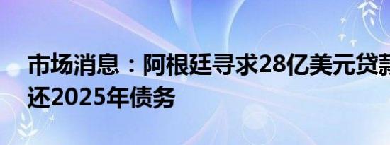 市场消息：阿根廷寻求28亿美元贷款用于偿还2025年债务