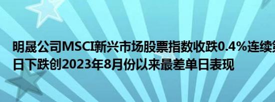 明晟公司MSCI新兴市场股票指数收跌0.4%连续第七个交易日下跌创2023年8月份以来最差单日表现