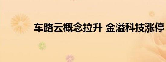 车路云概念拉升 金溢科技涨停
