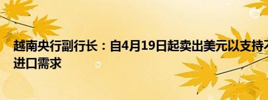 越南央行副行长：自4月19日起卖出美元以支持不断上升的进口需求