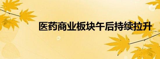医药商业板块午后持续拉升