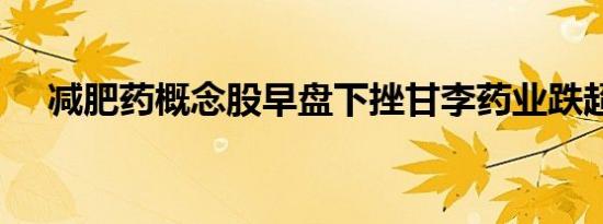 减肥药概念股早盘下挫甘李药业跌超3%