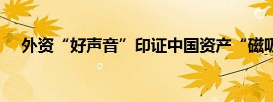 外资“好声音”印证中国资产“磁吸力”