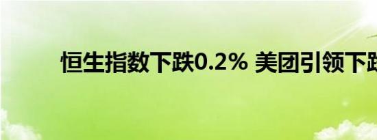 恒生指数下跌0.2% 美团引领下跌