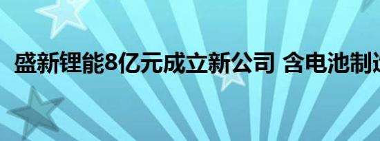 盛新锂能8亿元成立新公司 含电池制造业务