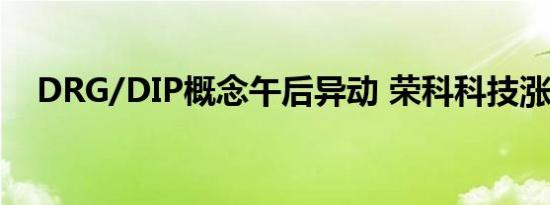 DRG/DIP概念午后异动 荣科科技涨10%