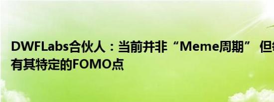 DWFLabs合伙人：当前并非“Meme周期” 但每个周期都有其特定的FOMO点