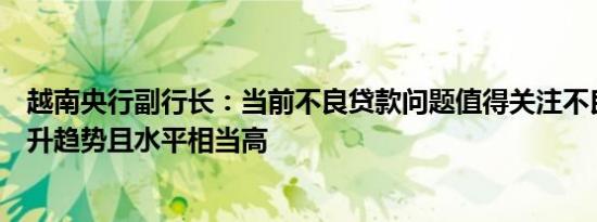 越南央行副行长：当前不良贷款问题值得关注不良贷款呈上升趋势且水平相当高