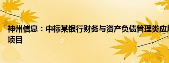 神州信息：中标某银行财务与资产负债管理类应用系统建设项目