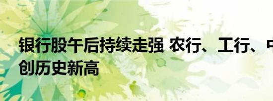 银行股午后持续走强 农行、工行、中行均再创历史新高