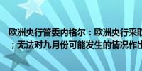 欧洲央行管委内格尔：欧洲央行采取逐次会议做决定的方式；无法对九月份可能发生的情况作出预先承诺