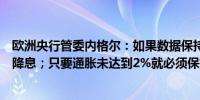 欧洲央行管委内格尔：如果数据保持在预期轨道上应该能够降息；只要通胀未达到2%就必须保持紧缩政策