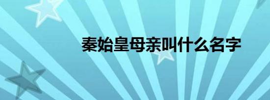 秦始皇母亲叫什么名字