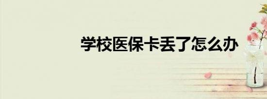 学校医保卡丢了怎么办