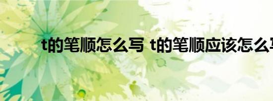 t的笔顺怎么写 t的笔顺应该怎么写