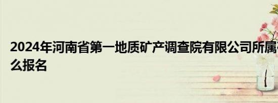2024年河南省第一地质矿产调查院有限公司所属矿山企业怎么报名
