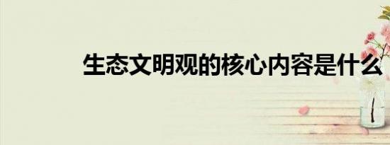 生态文明观的核心内容是什么