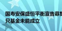 国寿安保盛恒平衡宣告募集失败 年内已有15只基金未能成立
