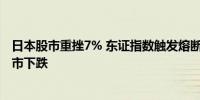 日本股市重挫7% 东证指数触发熔断机制 韩国和澳大利亚股市下跌