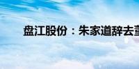 盘江股份：朱家道辞去董事长等职务