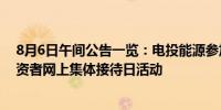 8月6日午间公告一览：电投能源参加内蒙古辖区2024年投资者网上集体接待日活动