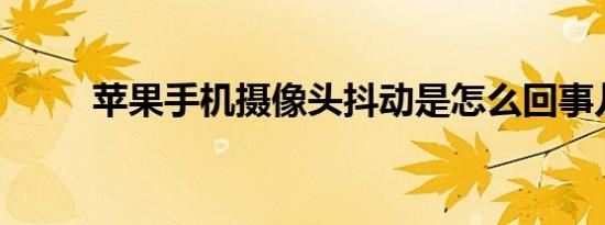 苹果手机摄像头抖动是怎么回事儿