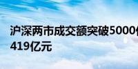 沪深两市成交额突破5000亿元 较上一日缩量419亿元