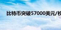 比特币突破57000美元/枚日内涨1.75%