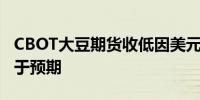 CBOT大豆期货收低因美元回升且作物评级好于预期