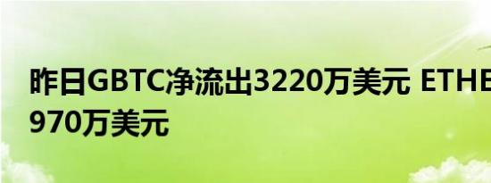 昨日GBTC净流出3220万美元 ETHE净流出3970万美元