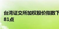 台湾证交所加权股价指数下跌1.5%至20,977.81点