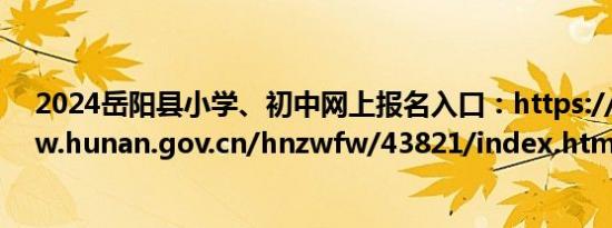2024岳阳县小学、初中网上报名入口：https://zwfw-new.hunan.gov.cn/hnzwfw/43821/index.htm