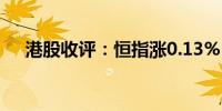 港股收评：恒指涨0.13% 科指跌0.20%