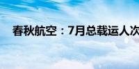 春秋航空：7月总载运人次280.77万人次