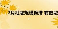 7月社融规模稳增 有效融资需求料回升