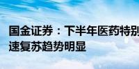 国金证券：下半年医药特别是院内药品器械增速复苏趋势明显