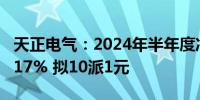 天正电气：2024年半年度净利润同比下降29.17% 拟10派1元
