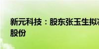 新元科技：股东张玉生拟减持不超过1.08%股份
