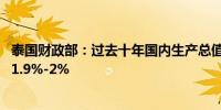 泰国财政部：过去十年国内生产总值（GDP）年均增长率为1.9%-2%