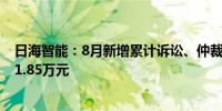 日海智能：8月新增累计诉讼、仲裁案件54件 涉及金额3091.85万元