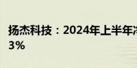 扬杰科技：2024年上半年净利润同比增长3.43%