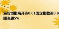 港股恒指高开涨0.61国企指数涨0.82科指开涨1.63%小米集团涨超5%