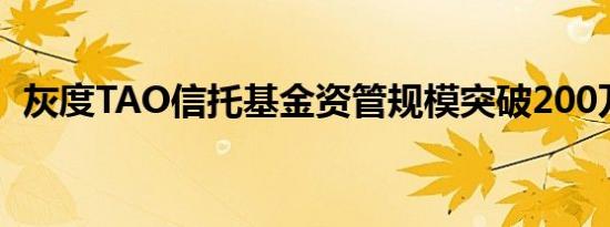 灰度TAO信托基金资管规模突破200万美元