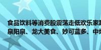 食品饮料等消费股震荡走低欢乐家跌超10%李子园跌逾5%泉阳泉、龙大美食、妙可蓝多、中炬高新等跟跌